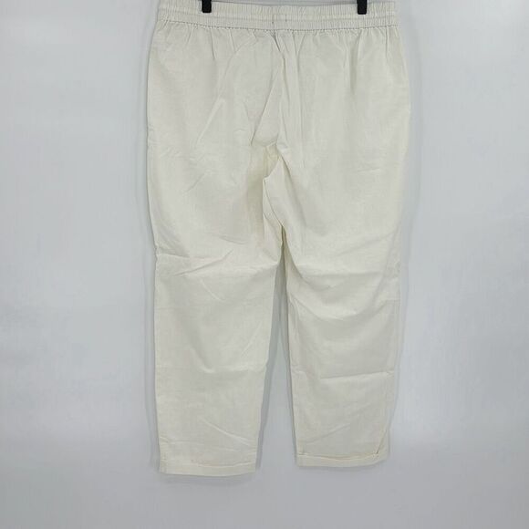 NWT J. Crew Womens White Linen-Cotton Blend Drawstring Straight leg Pant Size T2 - Picture 5 of 11